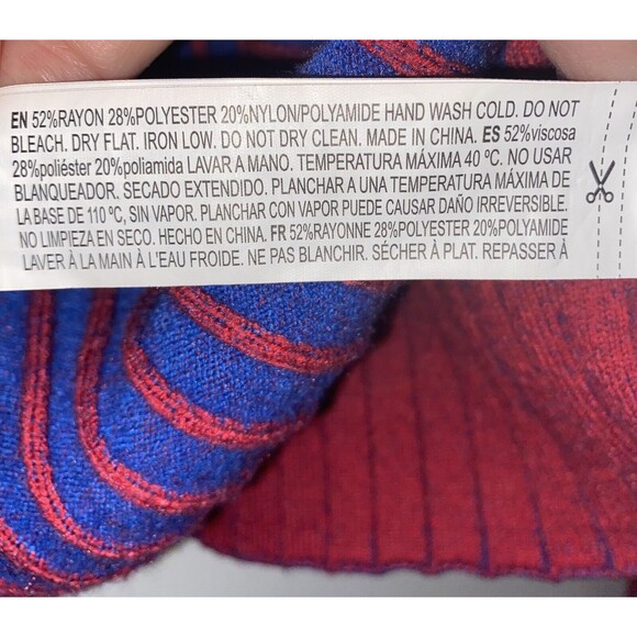 Forever 21 Blue Red Striped Ribbed Sweater Size Medium - Picture 3 of 4